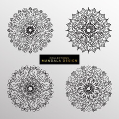 Collections Circular pattern in the form of a mandala for Henna, Mehndi, tattoos, decorations. Decorative decoration in ethnic oriental style. Coloring book page.