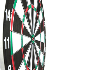 Dartboard on a white background side view.