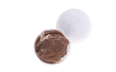 white chocolate balls isolated