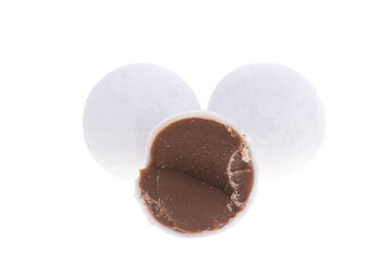 white chocolate balls isolated