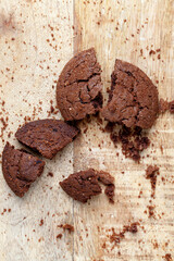 chocolate cookies on a wooden table