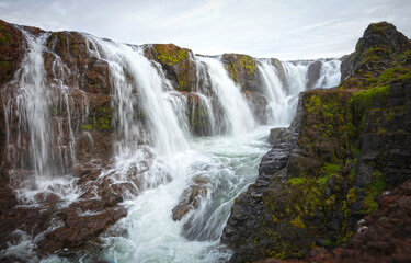Obraz premium Kolugljufur canyon and waterfall at the north of Iceland