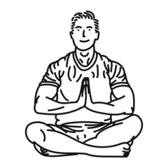 black line art of a woman posing in yoga style