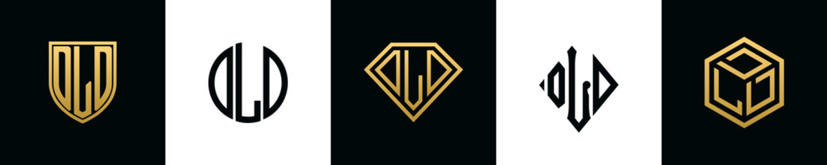 Initial letters DLD logo designs Bundle - obrazy, fototapety, plakaty