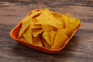 Mexican crunchy corn nachos triangle