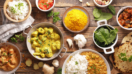 indian food selection- top view
