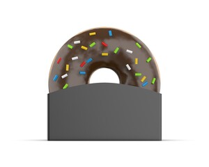 Glazed donuts paper holder mock up, doughnut with holder packaging on isolated white background, 3d illustration