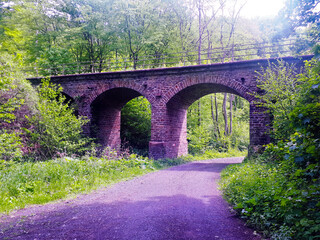 Fototapeta na wymiar Brücke der ehemaligen Brexbachtalbahn im Westerwald bei Grenzau, einem Stadtteil von Höhr-Grenzhausen im Westerwald