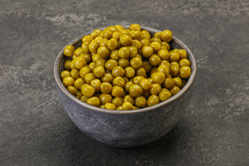 Marinated green pea in the bowl