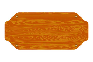 Empty wooden plate isolated on a white background. Medieval wooden signboard.Vector illustration