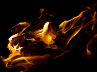 flame fire with sparks on black background