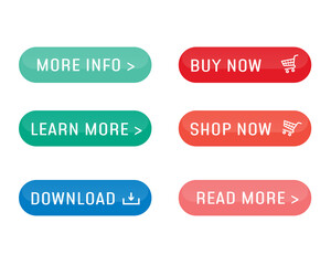 Modern Buttons Set For Website Bright Color Vector
