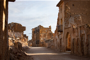 Ruins of the town of Belchite, scene of one of the symbolic battles of the Spanish Civil War, the...
