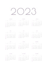 2023 calendar personal planner diary template in classic strict style. Monthly calendar individual schedule minimalism restrained design for business notebook. Week starts on sunday.