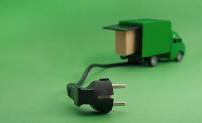 Toy truck,lorry,electric plug,carry carton box.Low carbon emission...