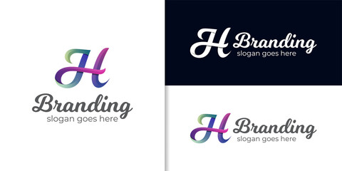 initial letter JH colorful vibrant logo design for your brand identity symbol