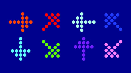 Multicolor of dots circle arrow blue background