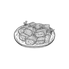Tamale Mesoamerican or Mexican dish, sketch vector illustration isolated.
