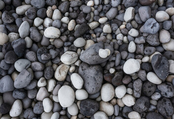 Gray and white pebbles at beach