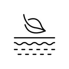 Organic Cosmetic Product for Skin Care Line Icon. Natural Eco Cream Linear Pictogram. Skin and Leaves Organic Dermatology Concept Outline Icon. Editable Stroke. Isolated Vector Illustration