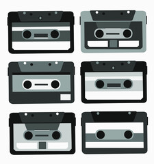 black and white set of audio cassette tape
