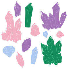 vector illustration set of cartoon crystals.