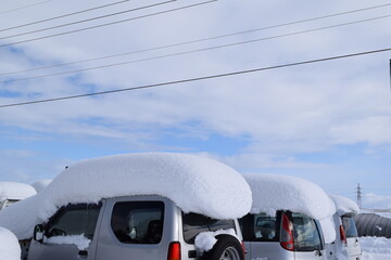 大雪で埋もれてしまった車