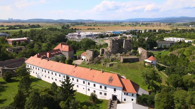 Aerial view of the castle in Levice, Slovakia