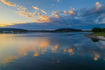 Sunrise waterscape over the bay