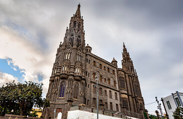 Fototapeta na wymiar Church of San Juan Bautista, Neogothic Cathedral in Arucas, Gran Canaria, Spain.