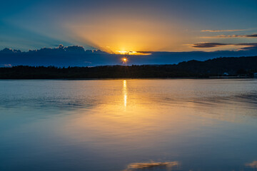 Sunrise waterscape over the bay