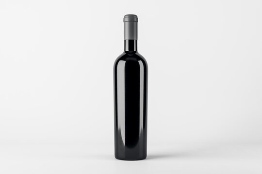 Empty wine botte with mock up place on white background. Product, alcohol, beverage and advertisement concept. 3D Rendering.