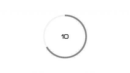 4K Countdown animation from 15 to 0 seconds. Circular countdown clock. Modern flat design with animation in white background. 