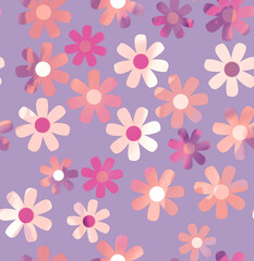Obraz premium Abstract Colorful Brush Textured Flowers Seamless Pattern Stylish Trendy Colors Perfect for Allover Fabric Print or Wrapping Paper