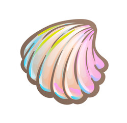 Common seashell with ribbed surface. Marine animal