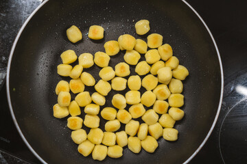 Delicious gnocchi made from potatoes in the Italian style are prepared
