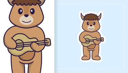 Fototapeta premium Cute sheep mascot character. Can be used for stickers, patches, textiles, paper. Vector illustration