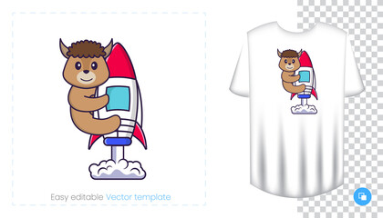 Cute sheep character. Prints on T-shirts, sweatshirts, cases for mobile phones, souvenirs. Isolated vector illustration on white background.