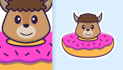 Fototapeta premium Cute sheep mascot character. Can be used for stickers, patches, textiles, paper. Vector illustration