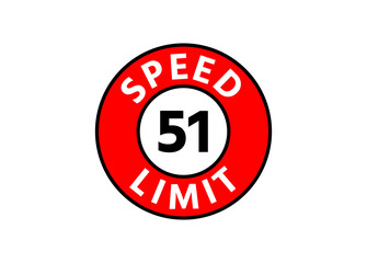 Traffic sign speed limit 51 km h