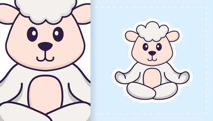 Cute sheep mascot character. Can be used for stickers, patches, textiles, paper. Vector illustration