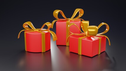 Gift boxes of different shapes 3d render