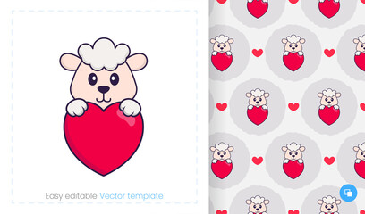 Seamless pattern with cartoon sheep on white background. Can be used on packaging paper, cloth and others.