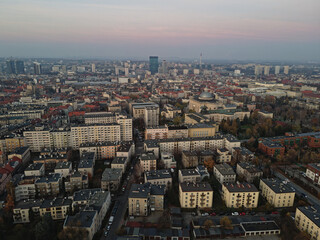 Fototapeta premium sunset above the skyline of katowice