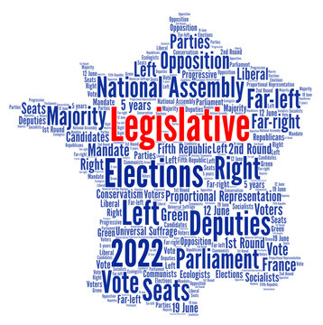 French legislative election 2022 for the national assembly in France word cloud concept