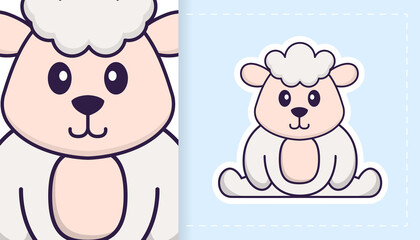 Cute sheep mascot character. Can be used for stickers, patches, textiles, paper. Vector illustration