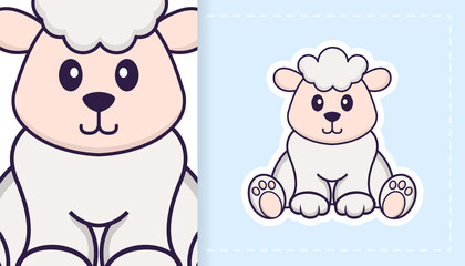 Naklejka premium Cute sheep mascot character. Can be used for stickers, patches, textiles, paper. Vector illustration