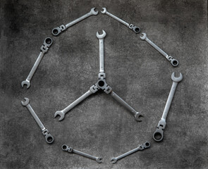 Flexible ratchet wrenches on gray background