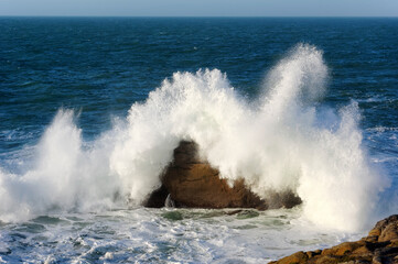 Waves and foam on the Quiberon wild coast