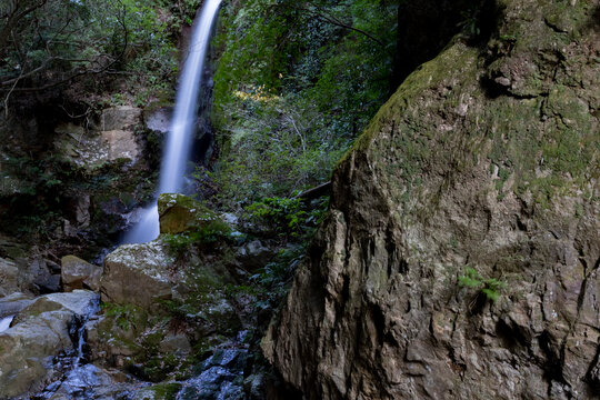 Splashing waterfall in winter in Numazu Shizuoka